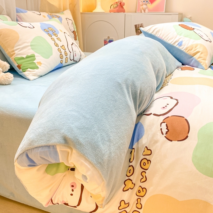 91家纺网 家纺一手货源 找家纺 曼之夏 2023新款棉加绒四件套 小可爱-棉加绒