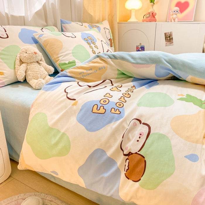 91家纺网 家纺一手货源 找家纺 曼之夏 2023新款棉加绒四件套 小可爱-棉加绒