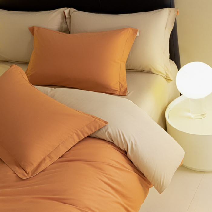 91家纺网 家纺一手货源 找家纺 秀色 2025新款高端50支加厚陶瓷磨毛全棉四件套瑞妮 瑞妮-桔红2B%奶油