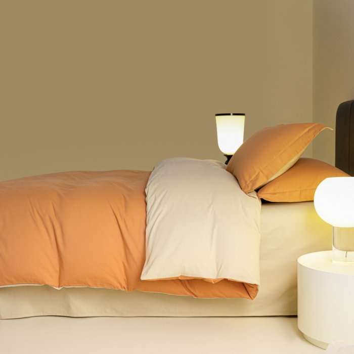 91家纺网 家纺一手货源 找家纺 秀色 2025新款高端50支加厚陶瓷磨毛全棉四件套瑞妮 瑞妮-桔红2B%奶油