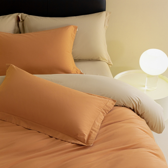 91家纺网 家纺一手货源 找家纺 秀色 2025新款高端50支加厚陶瓷磨毛全棉四件套瑞妮 瑞妮-桔红2B%奶油