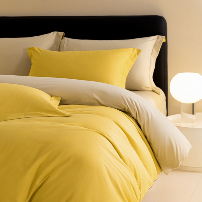 91家纺网 家纺一手货源 找家纺 秀色 2025新款高端50支加厚陶瓷磨毛全棉四件套瑞妮 瑞妮-落日黄2B%奶油