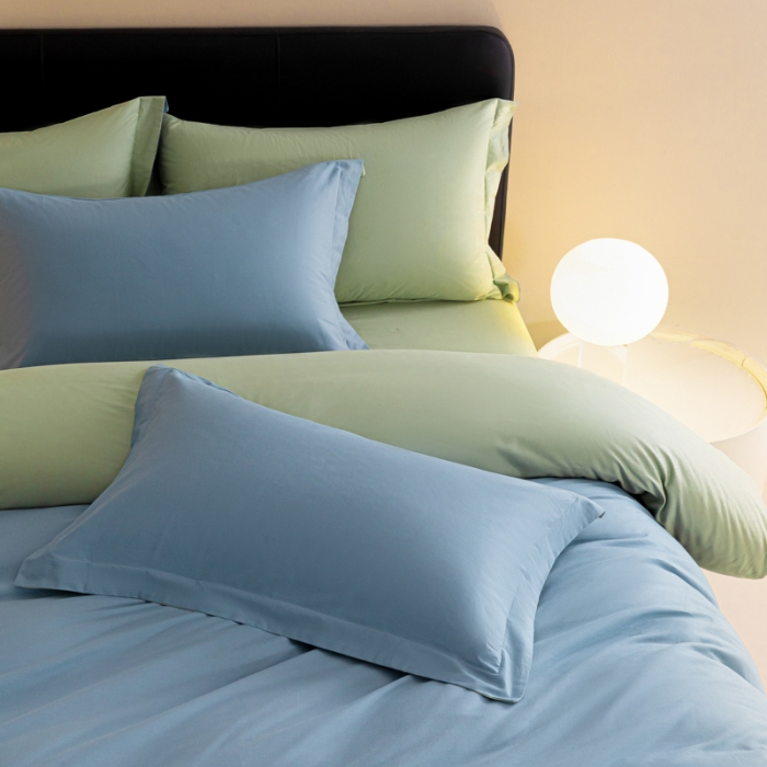 91家纺网 家纺一手货源 找家纺 秀色 2025新款高端50支加厚陶瓷磨毛全棉四件套瑞妮 瑞妮-窃蓝2B%青提绿