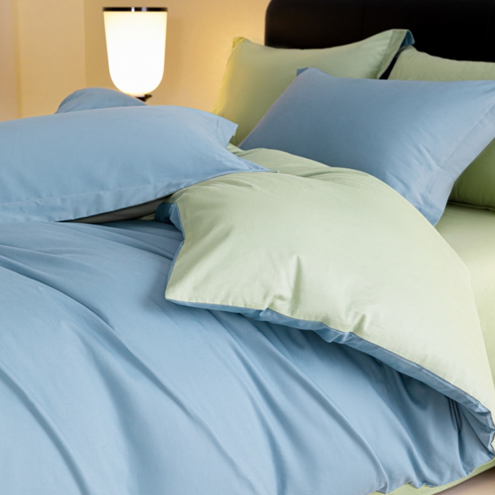 91家纺网 家纺一手货源 找家纺 秀色 2025新款高端50支加厚陶瓷磨毛全棉四件套瑞妮 瑞妮-窃蓝2B%青提绿