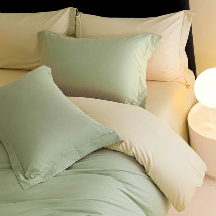 91家纺网 家纺一手货源 找家纺 秀色 2025新款高端50支加厚陶瓷磨毛全棉四件套瑞妮 瑞妮-青提绿2B%奶油