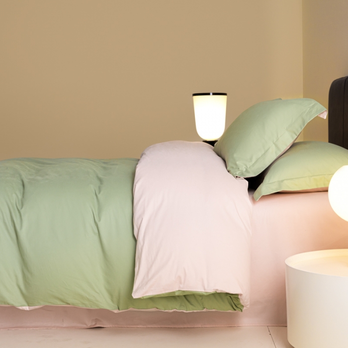 91家纺网 家纺一手货源 找家纺 秀色 2025新款高端50支加厚陶瓷磨毛全棉四件套瑞妮 瑞妮-青提绿2B%桃红