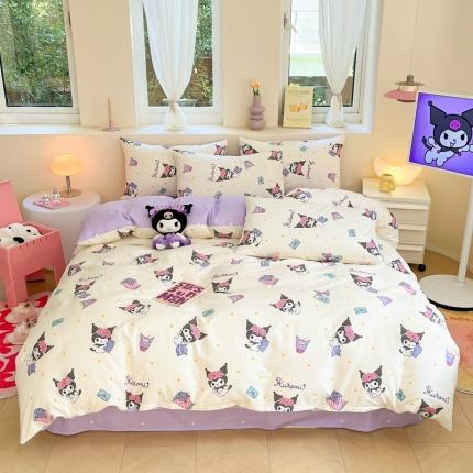 91家纺网 家纺一手货源 找家纺 曼之夏 2023新款全棉三丽鸥卡通四件套 库洛米伙伴