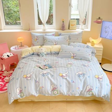 91家纺网 家纺一手货源 找家纺 曼之夏 2023新款全棉三丽鸥卡通四件套 星星大耳狗