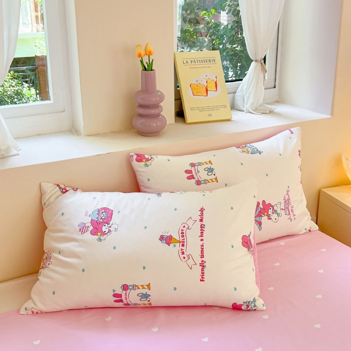 91家纺网 家纺一手货源 找家纺 曼之夏 2023新款全棉三丽鸥卡通四件套 开心美乐蒂