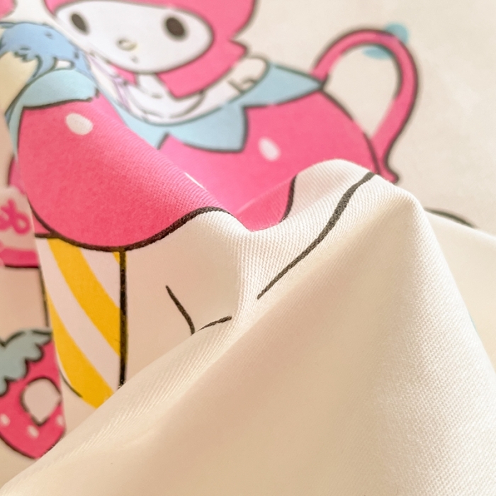 91家纺网 家纺一手货源 找家纺 曼之夏 2023新款全棉三丽鸥卡通四件套 开心美乐蒂