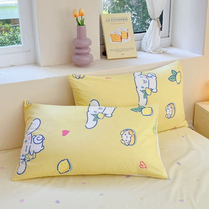 91家纺网 家纺一手货源 找家纺 曼之夏 2023新款全棉三丽鸥卡通四件套 柠檬大耳狗