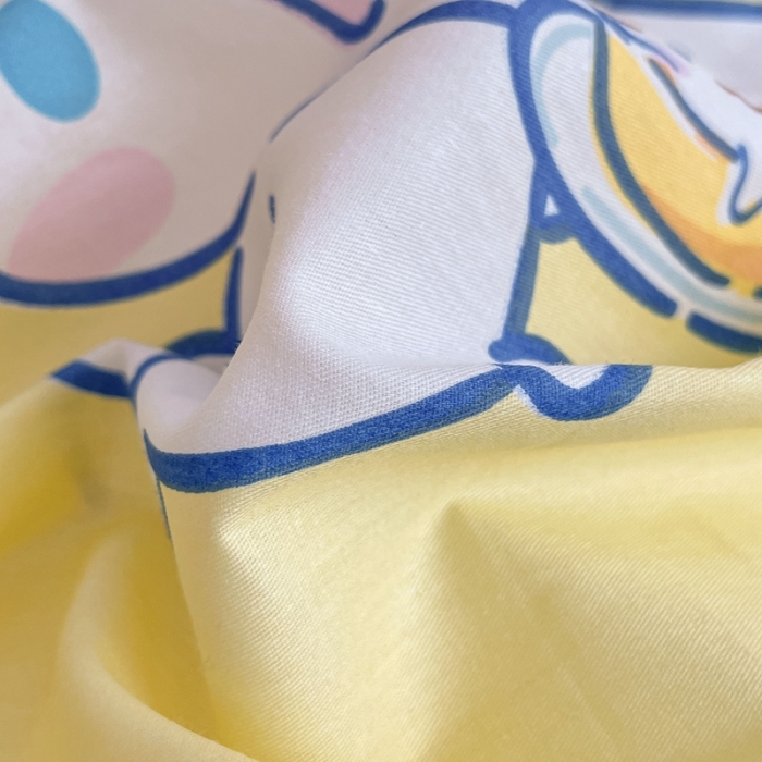 91家纺网 家纺一手货源 找家纺 曼之夏 2023新款全棉三丽鸥卡通四件套 柠檬大耳狗