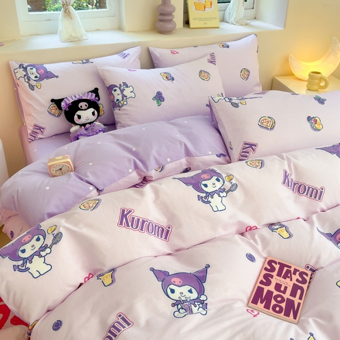 91家纺网 家纺一手货源 找家纺 曼之夏 2023新款全棉三丽鸥卡通四件套 甜甜库洛米