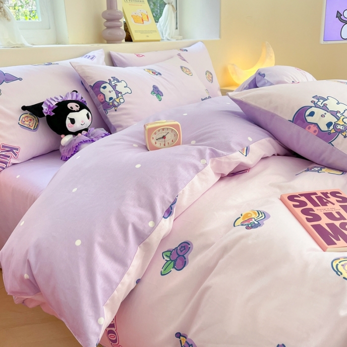 91家纺网 家纺一手货源 找家纺 曼之夏 2023新款全棉三丽鸥卡通四件套 甜甜库洛米