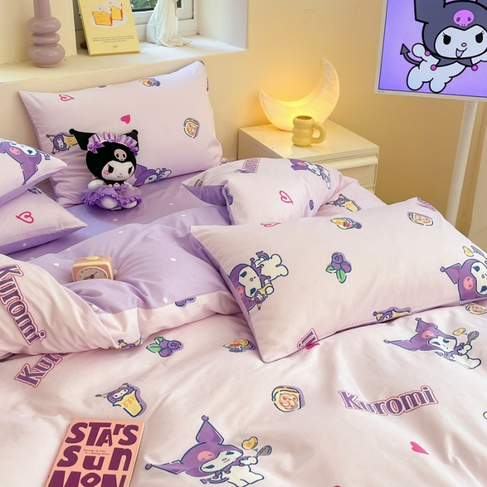 91家纺网 家纺一手货源 找家纺 曼之夏 2023新款全棉三丽鸥卡通四件套 甜甜库洛米