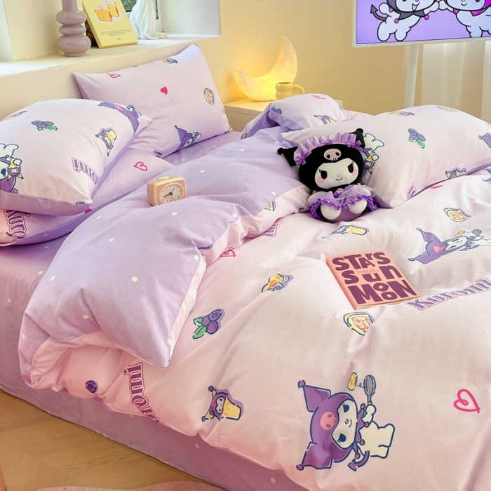 91家纺网 家纺一手货源 找家纺 曼之夏 2023新款全棉三丽鸥卡通四件套 甜甜库洛米