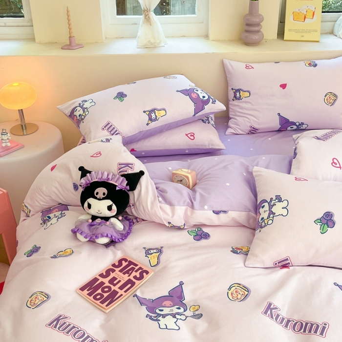 91家纺网 家纺一手货源 找家纺 曼之夏 2023新款全棉三丽鸥卡通四件套 甜甜库洛米