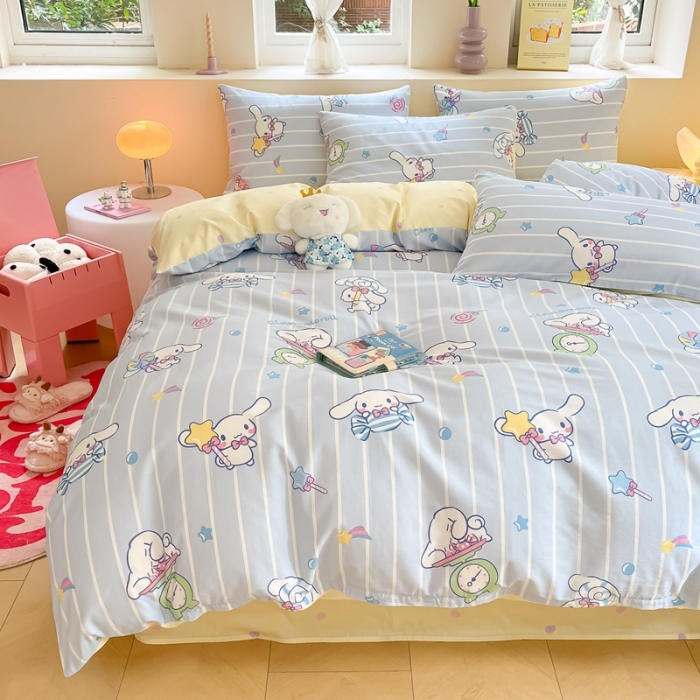 91家纺网 家纺一手货源 找家纺 曼之夏 2023新款全棉三丽鸥卡通四件套 星星大耳狗