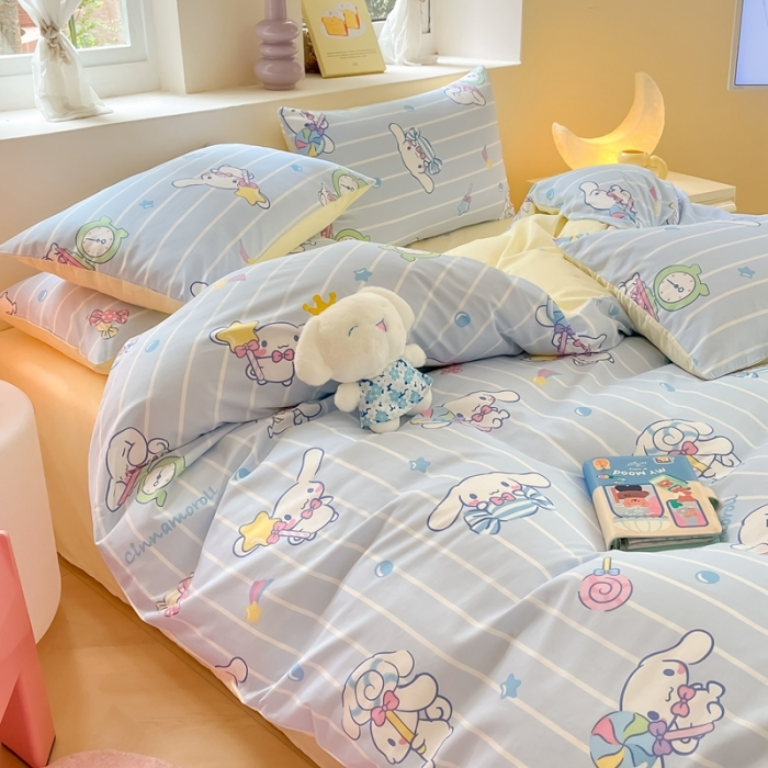 91家纺网 家纺一手货源 找家纺 曼之夏 2023新款全棉三丽鸥卡通四件套 星星大耳狗