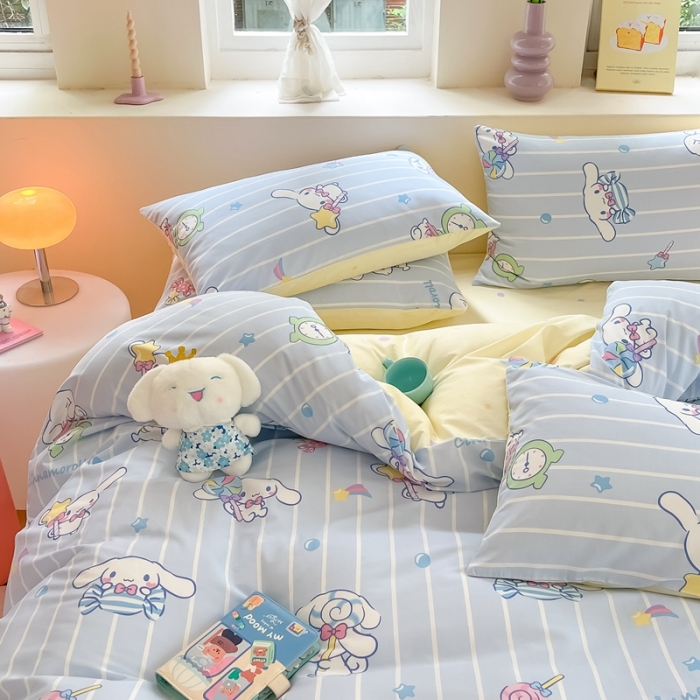 91家纺网 家纺一手货源 找家纺 曼之夏 2023新款全棉三丽鸥卡通四件套 星星大耳狗