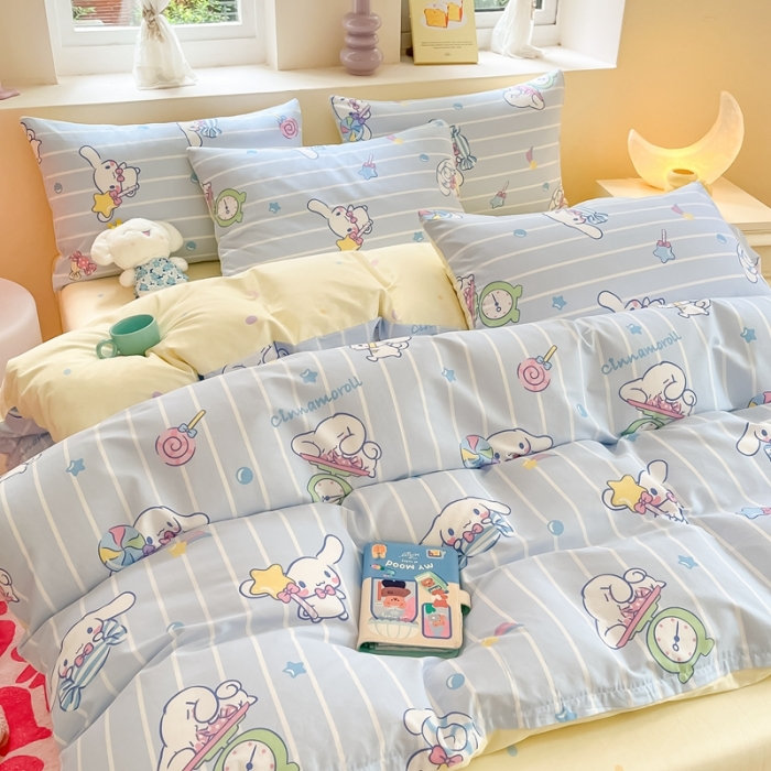 91家纺网 家纺一手货源 找家纺 曼之夏 2023新款全棉三丽鸥卡通四件套 星星大耳狗