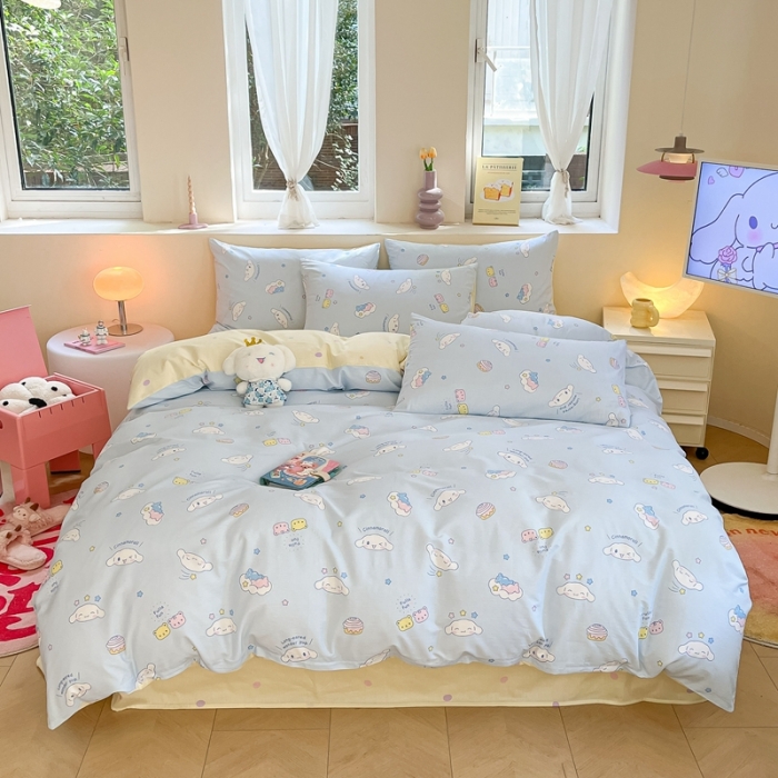 91家纺网 家纺一手货源 找家纺 曼之夏 2023新款全棉三丽鸥卡通四件套 云朵大耳狗