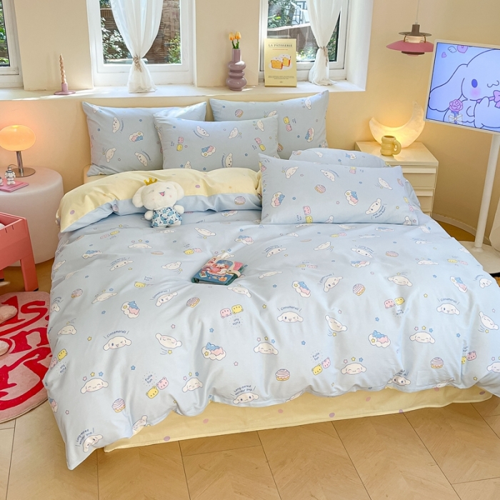 91家纺网 家纺一手货源 找家纺 曼之夏 2023新款全棉三丽鸥卡通四件套 云朵大耳狗