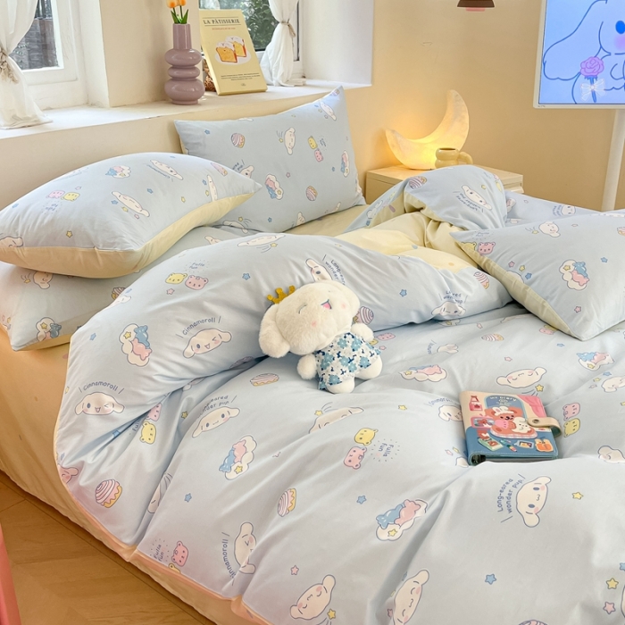 91家纺网 家纺一手货源 找家纺 曼之夏 2023新款全棉三丽鸥卡通四件套 云朵大耳狗