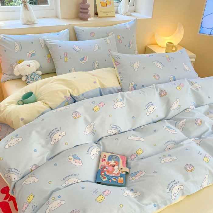 91家纺网 家纺一手货源 找家纺 曼之夏 2023新款全棉三丽鸥卡通四件套 云朵大耳狗