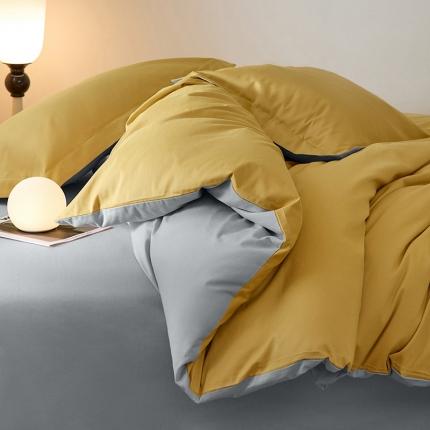 91家纺网 家纺一手货源 找家纺 秀色2025高端50支加厚陶瓷磨毛全棉四件套奶油风瑞妮落日黄+奶油