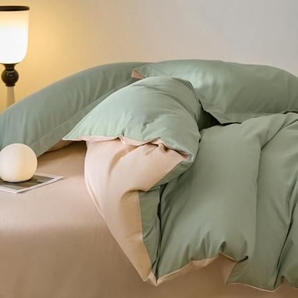 91家纺网 家纺一手货源 找家纺 秀色2025高端50支加厚陶瓷磨毛全棉四件套奶油风瑞妮落日黄+奶油