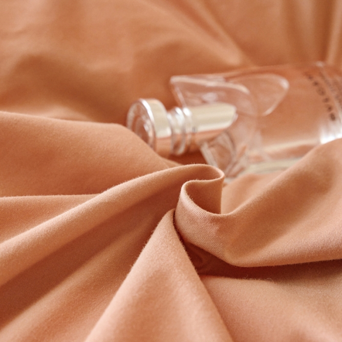 91家纺网 家纺一手货源 找家纺 秀色2025高端50支加厚陶瓷磨毛全棉四件套奶油风瑞妮桔红+奶油