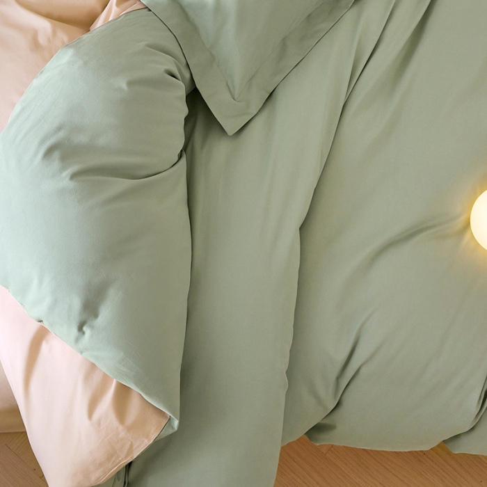 91家纺网 家纺一手货源 找家纺 秀色2025高端50支加厚陶瓷磨毛全棉四件套奶油风瑞妮青提绿+奶油