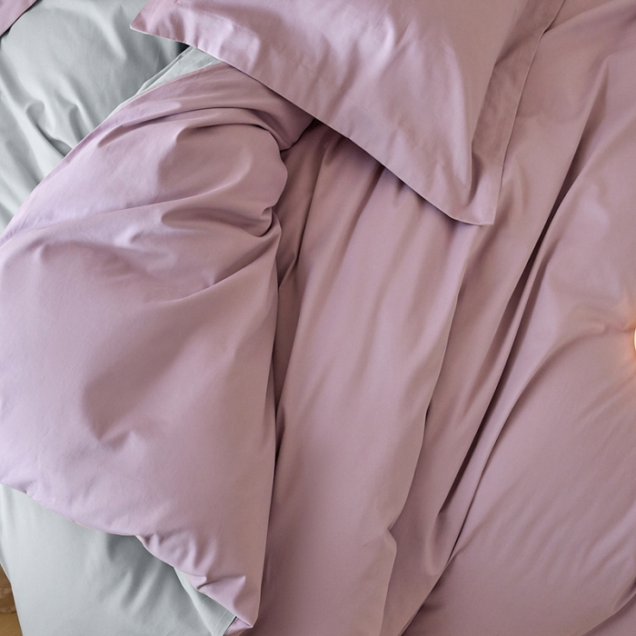 91家纺网 家纺一手货源 找家纺 秀色2025高端50支加厚陶瓷磨毛全棉四件套奶油风瑞妮轻紫+松灰