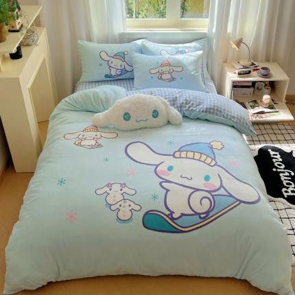 91家纺网 家纺一手货源 找家纺 （总）三朵 2023新款三丽鸥牛奶绒数码印花大版系列四件套