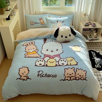 91家纺网 家纺一手货源 找家纺 （总）三朵 2023新款三丽鸥牛奶绒数码印花大版系列四件套