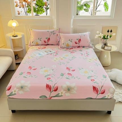 91家纺网 家纺一手货源 找家纺 新款60支13376纯棉印花四件套系列-单床笠 自由之花