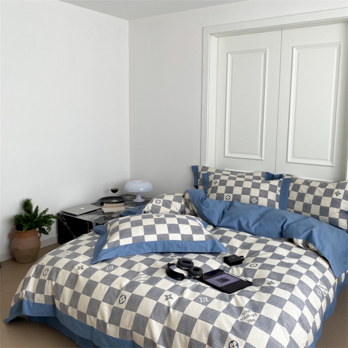 91家纺网 家纺一手货源 找家纺 旷野 2023新款全棉磨毛轻奢四件套 深海