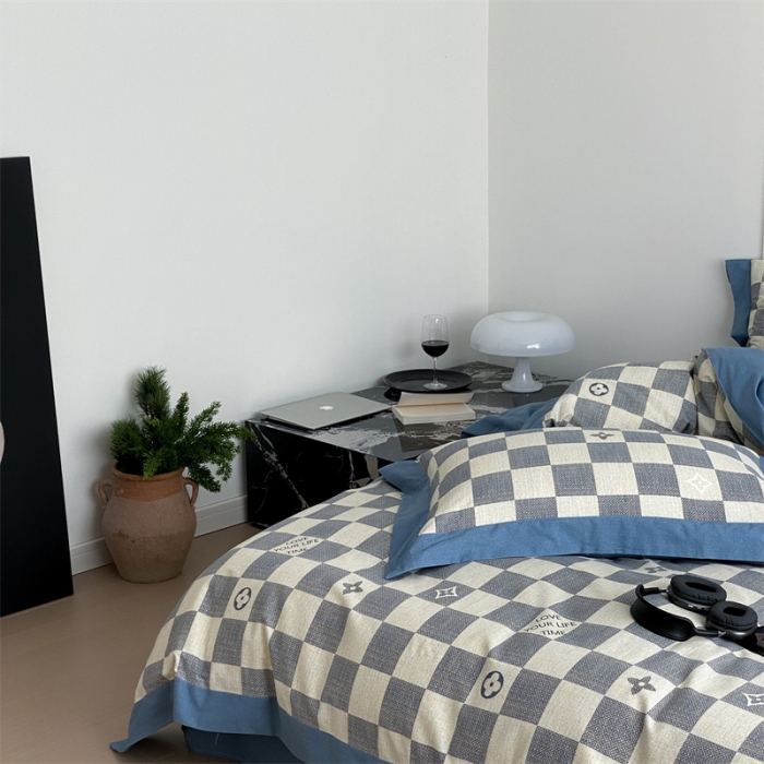 91家纺网 家纺一手货源 找家纺 旷野 2023新款全棉磨毛轻奢四件套 深海