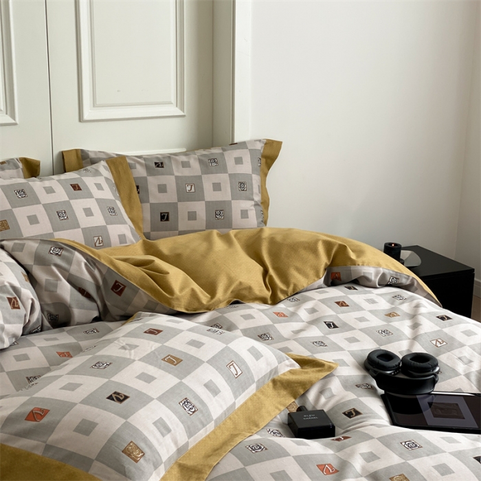 91家纺网 家纺一手货源 找家纺 旷野 2023新款全棉磨毛轻奢四件套 松花