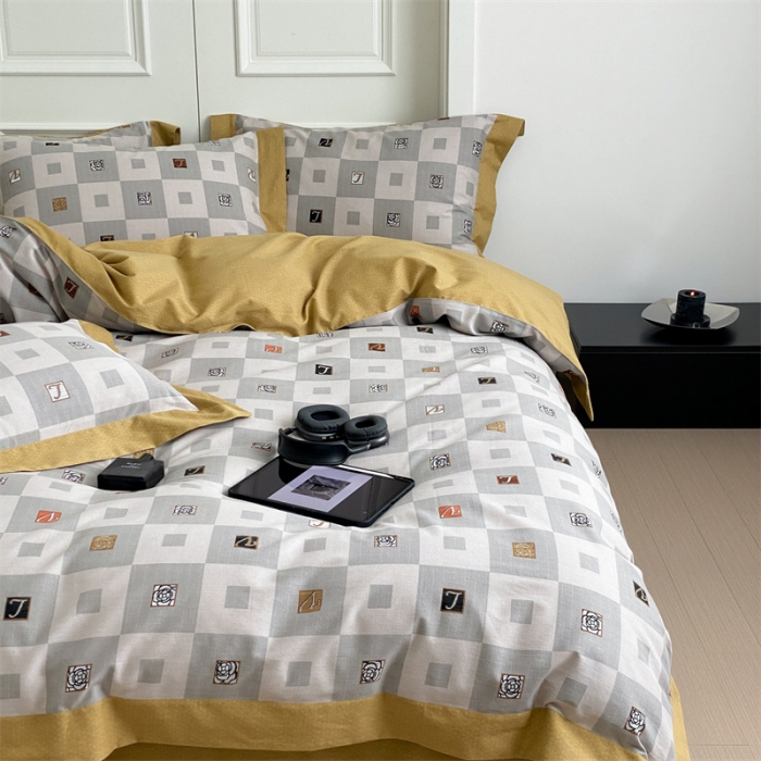 91家纺网 家纺一手货源 找家纺 旷野 2023新款全棉磨毛轻奢四件套 松花