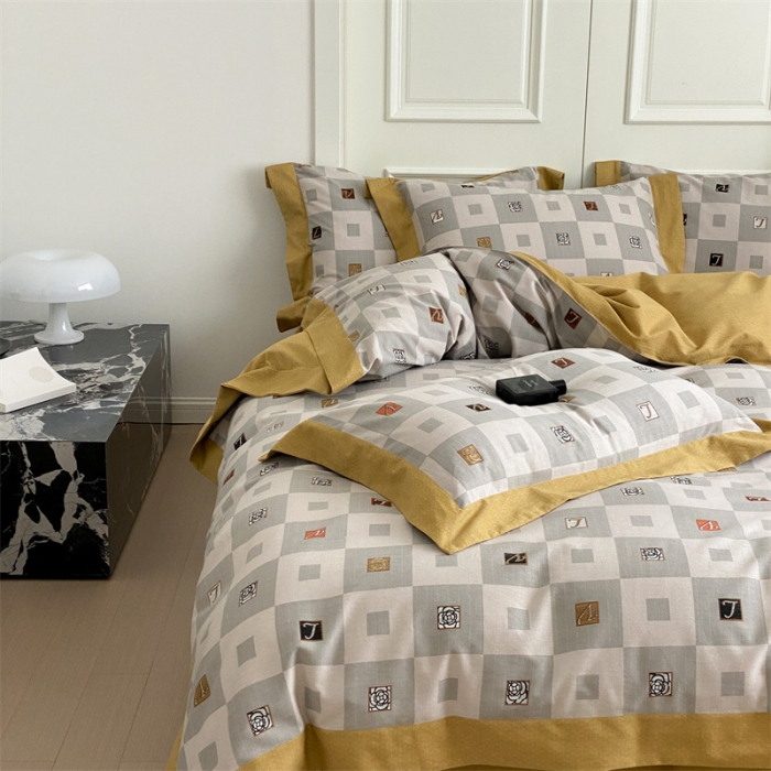 91家纺网 家纺一手货源 找家纺 旷野 2023新款全棉磨毛轻奢四件套 松花