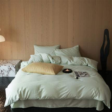 91家纺网 家纺一手货源 找家纺 旷野 2023新款纯色磨毛四件套 果绿