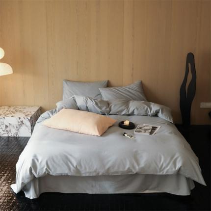 91家纺网 家纺一手货源 找家纺 旷野 2023新款纯色磨毛四件套 西风灰