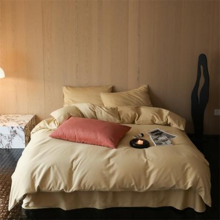 91家纺网 家纺一手货源 找家纺 旷野 2023新款纯色磨毛四件套 香槟金