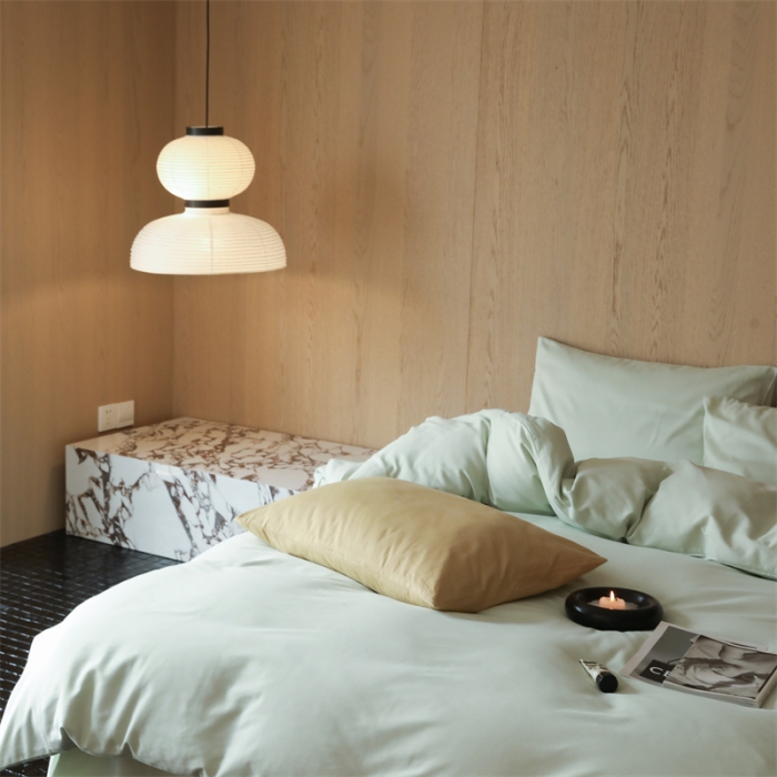 91家纺网 家纺一手货源 找家纺 旷野 2023新款纯色磨毛四件套 果绿