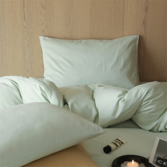 91家纺网 家纺一手货源 找家纺 旷野 2023新款纯色磨毛四件套 果绿