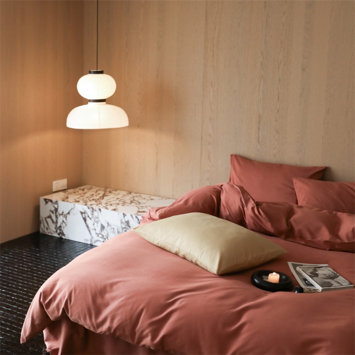 91家纺网 家纺一手货源 找家纺 旷野 2023新款纯色磨毛四件套 浆果色