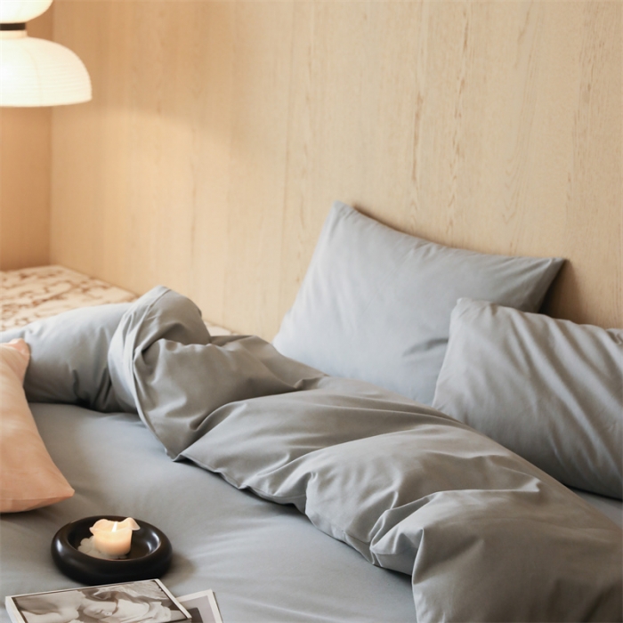 91家纺网 家纺一手货源 找家纺 旷野 2023新款纯色磨毛四件套 西风灰