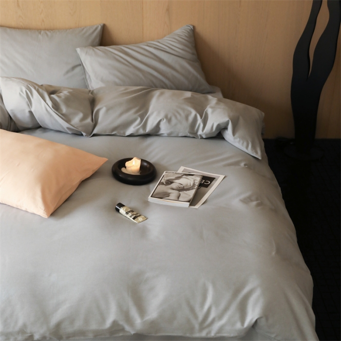 91家纺网 家纺一手货源 找家纺 旷野 2023新款纯色磨毛四件套 西风灰